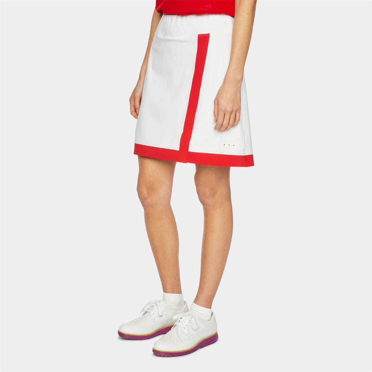 Womens Contrast Sport Skirt Off White/Red
