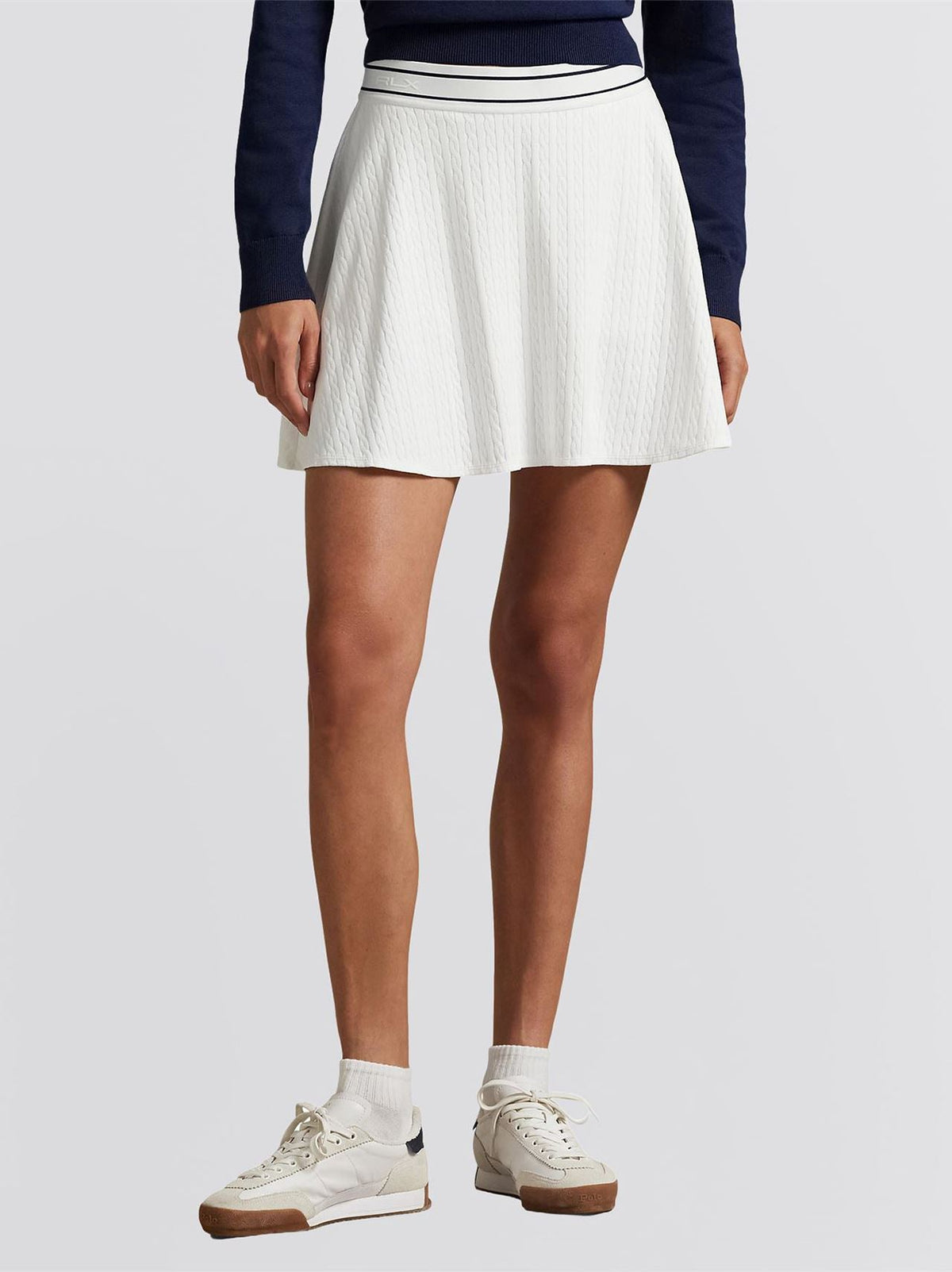 RLX Womens Cable Motif A-Line Skort Ceramic White/Refined Navy Multi