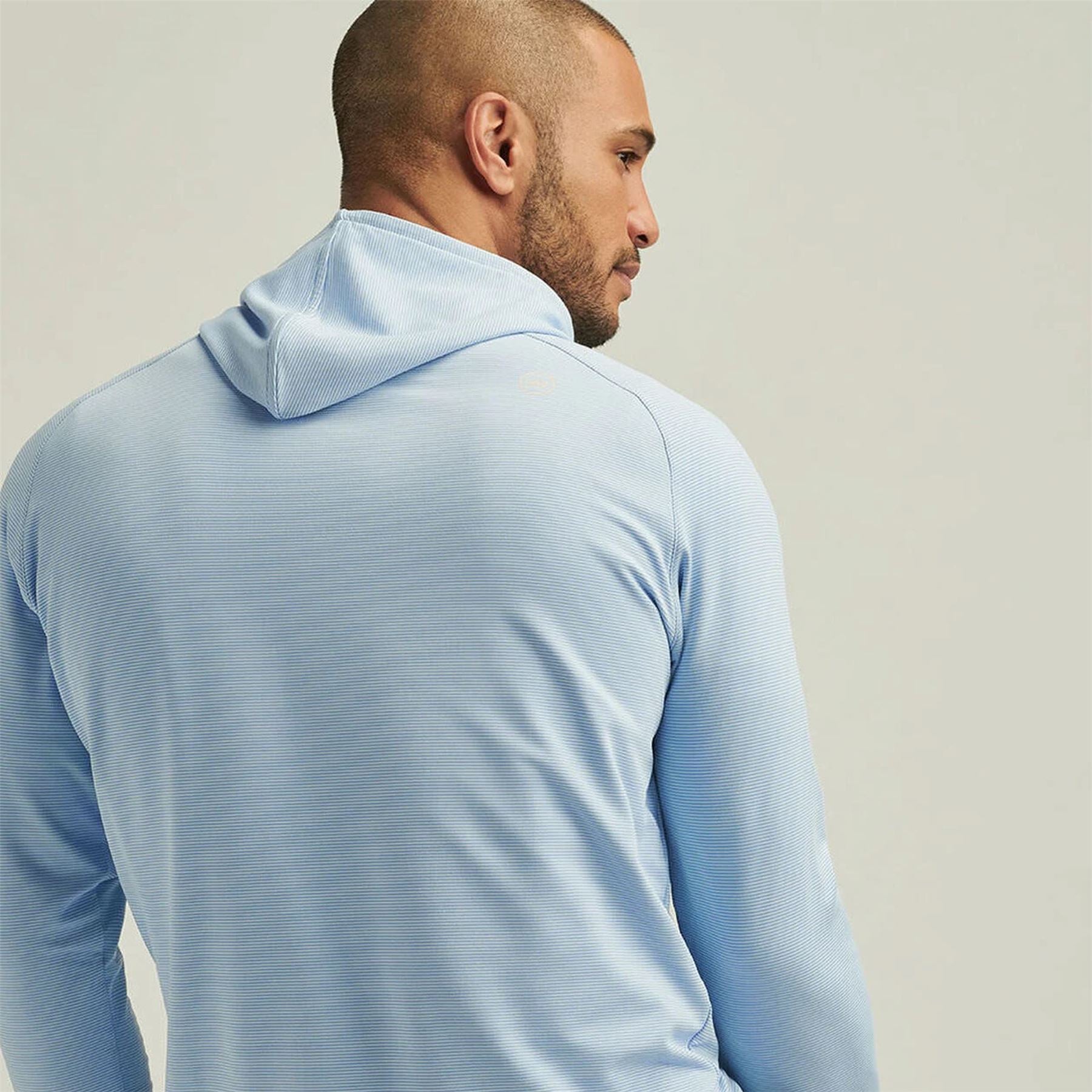 Peter Millar Pine Sugar Stripe Performance Hoodie Blue Fade