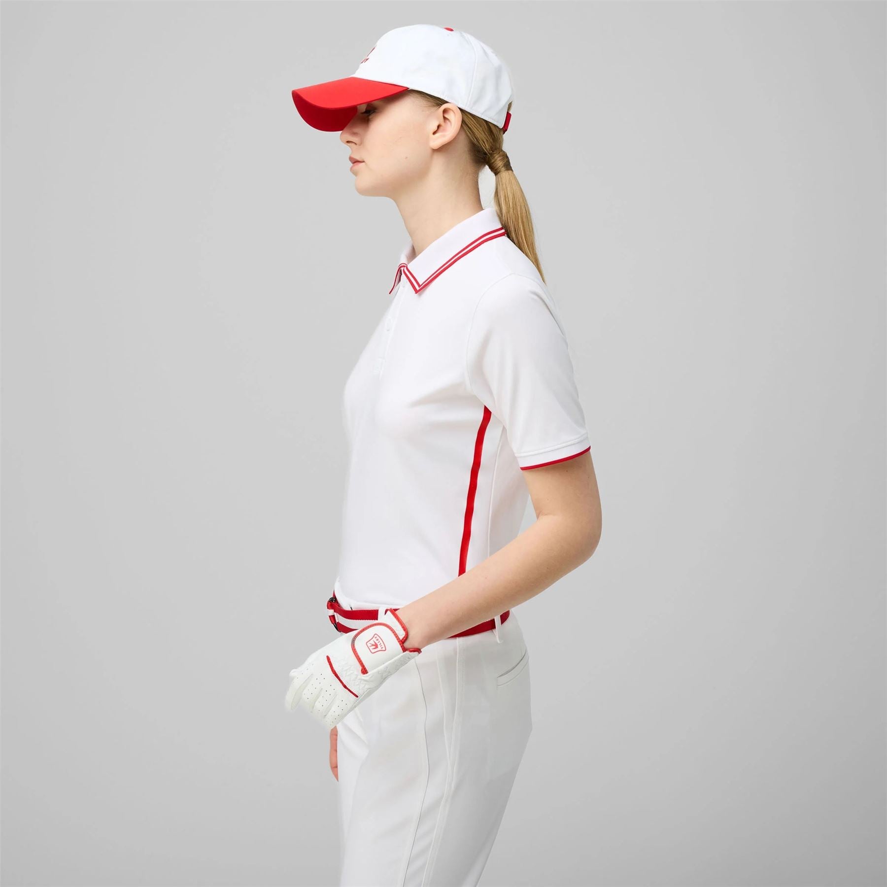 Womens Tech Jersey Club Polo White/Sport Red