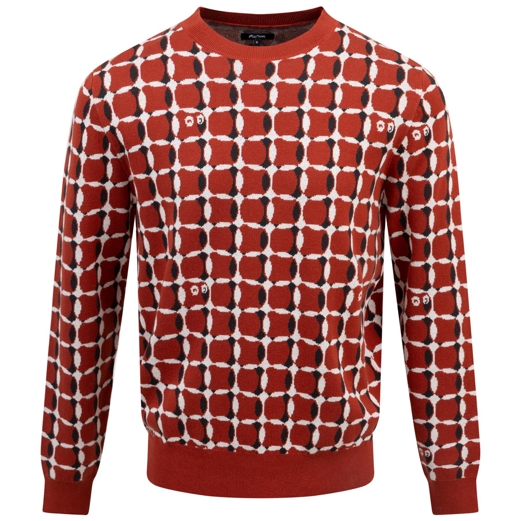 Malbon Golf Bucket Weave Crewneck Rooibos Tea | TRENDYGOLFUSA.COM