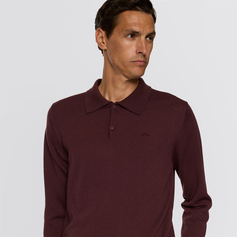 Kai Knitted Merino Polo Huckleberry