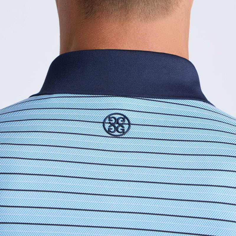 Herringbone Stripe Tech Jersey Polo Classic Red/Twilight