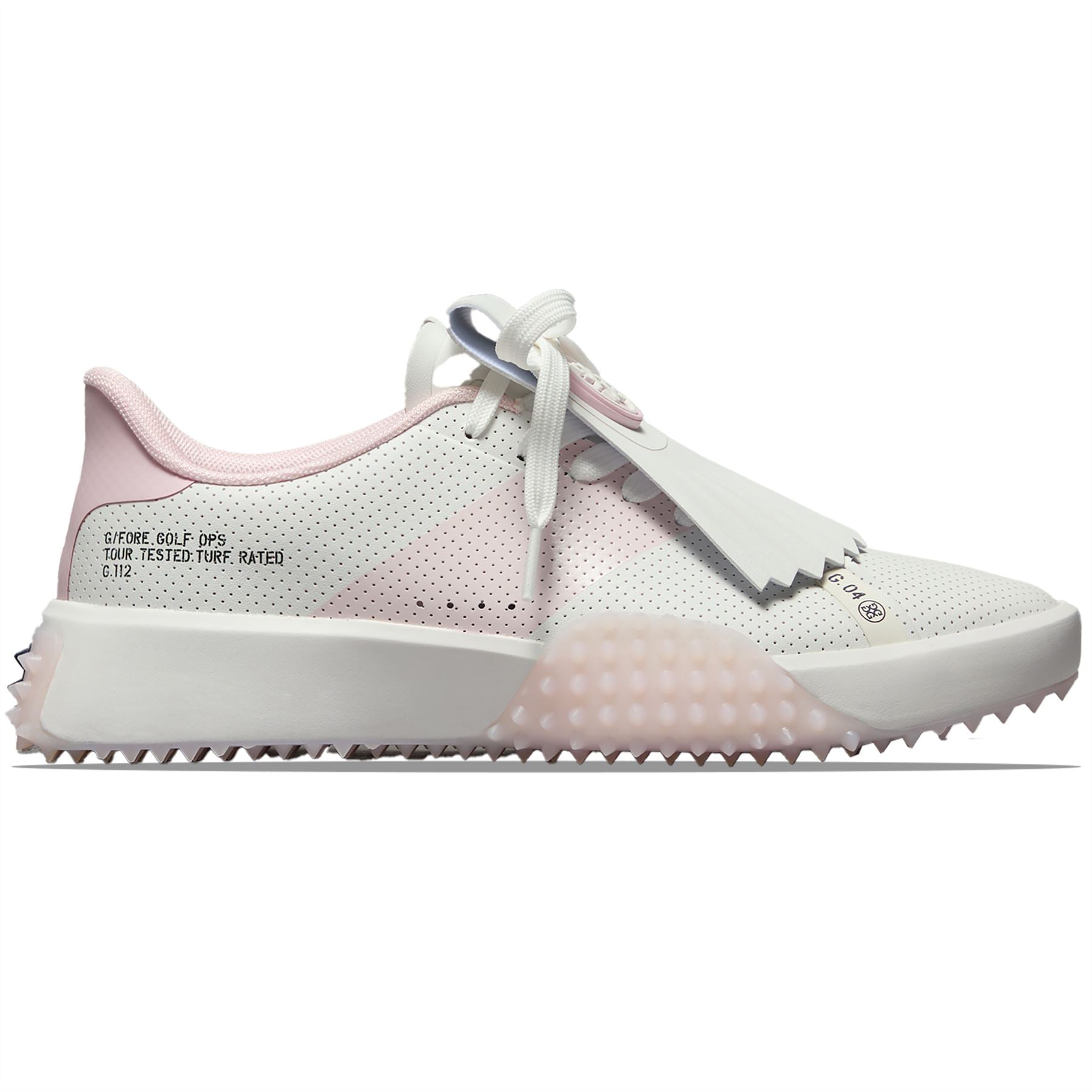 Womens G.112 Perforated Kiltie Golf Shoes Snow/Blush