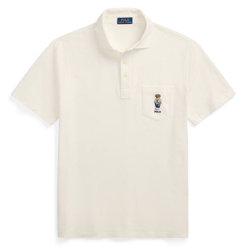 Polo Golf Custom Slim Fit Bear Mesh Polo White Heritage Icon - SS25