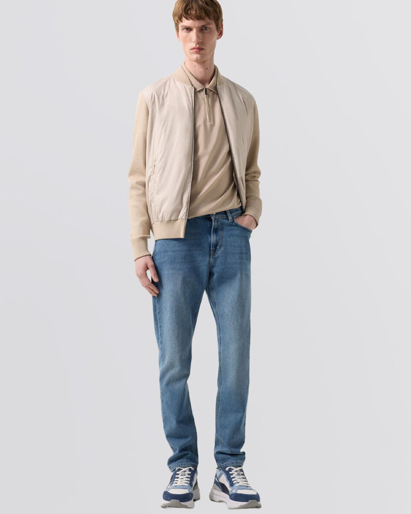 Timo-10 Zip Polo Shirt Biscuit