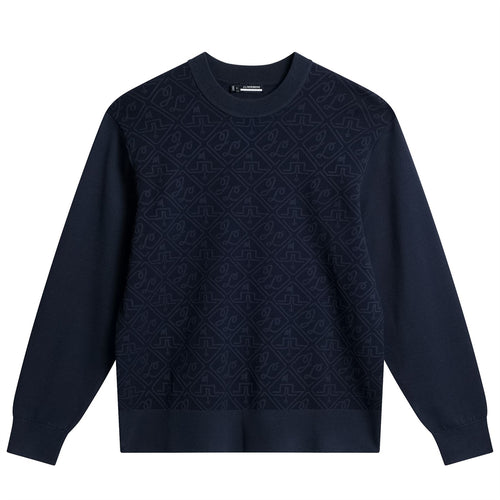 Finn Jacquard Knitted Sweater JL Navy - AW24