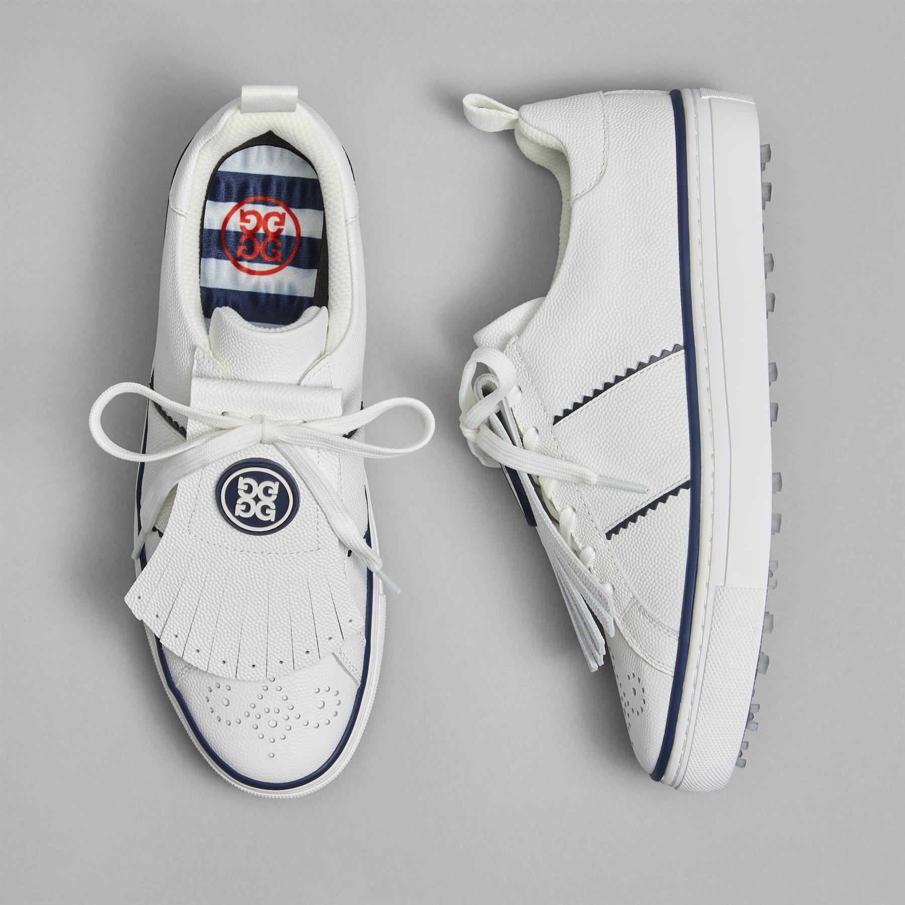 G/FORE Durf Saddle Stripe Leather Golf Shoes Snow/Twilight