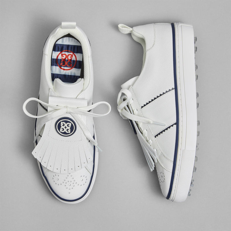 Womens Durf Saddle Stripe Leather Golf Shoes Snow/Twilight