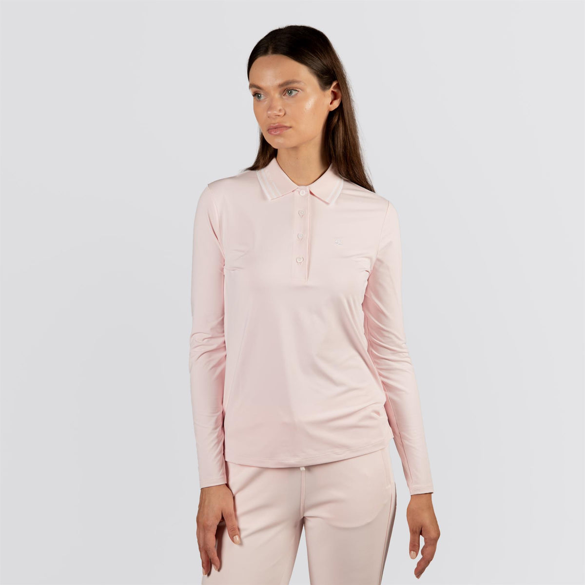 Womens LS Polo Pink