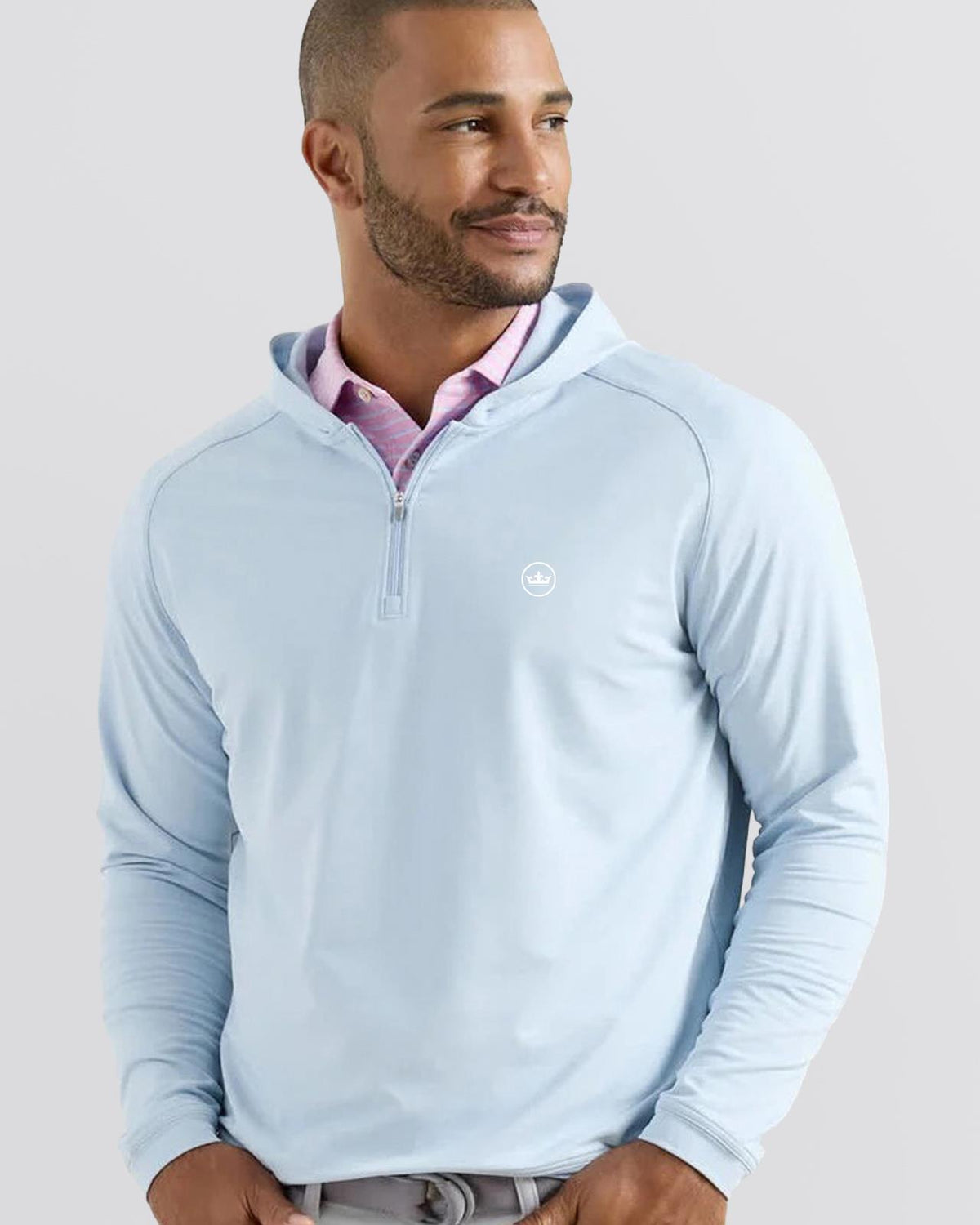 Pine Performance Quarter-Zip Hoodie Stream Blue