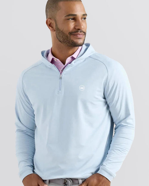 Pine Performance Quarter-Zip Hoodie Stream Blue