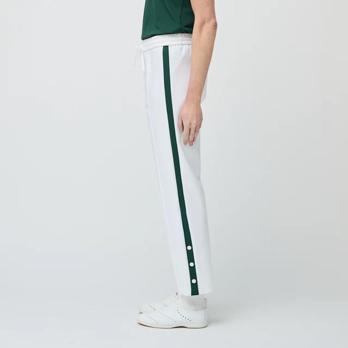 Womens Striped Sport Pants White/Pine Green