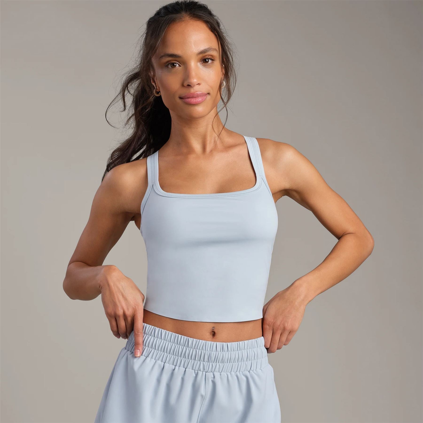 Womens Serene Shelf Bra Tank Blue Dawn