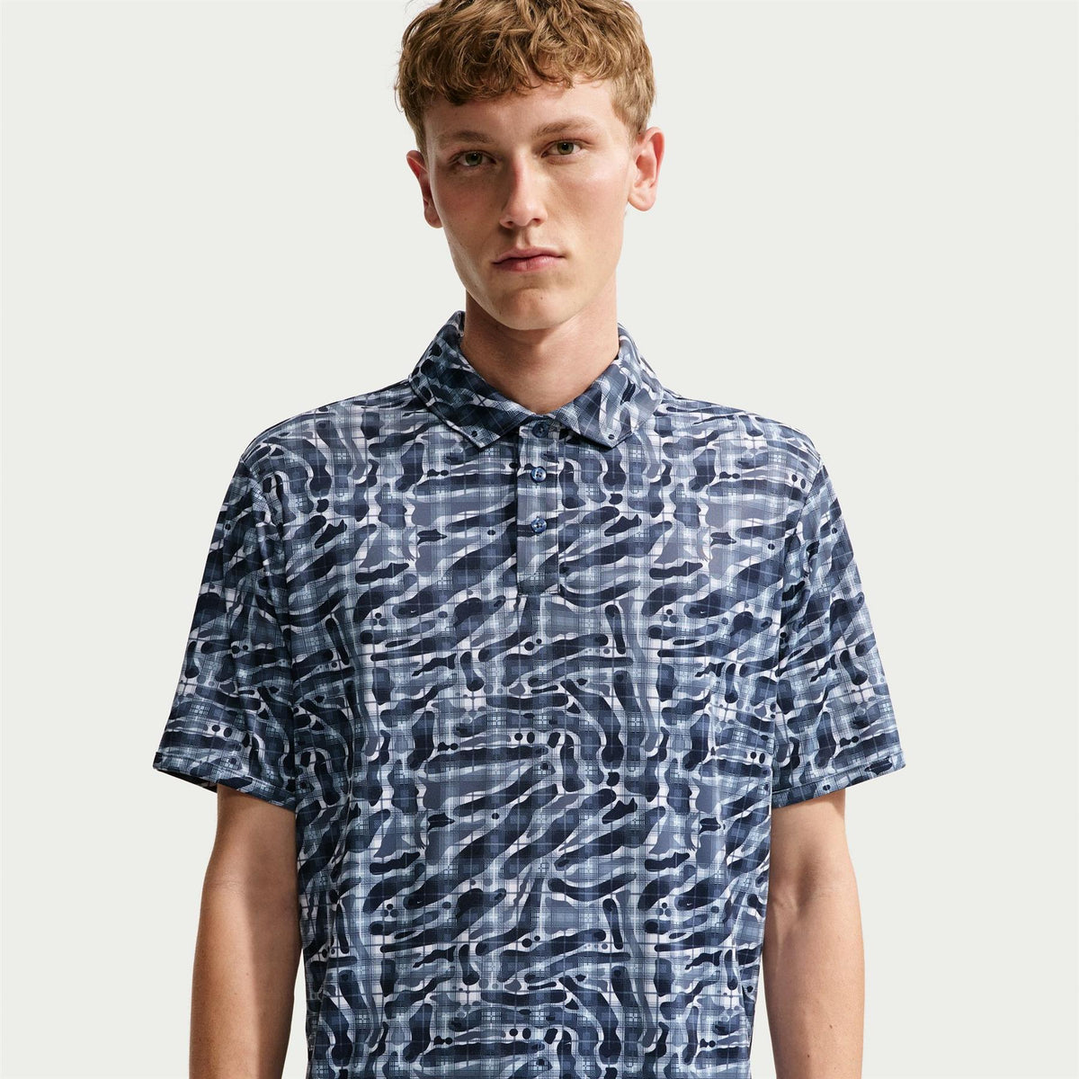 Dri-Fit Par Tartan Camo Golf Polo Short Sleeve Diffused Blue