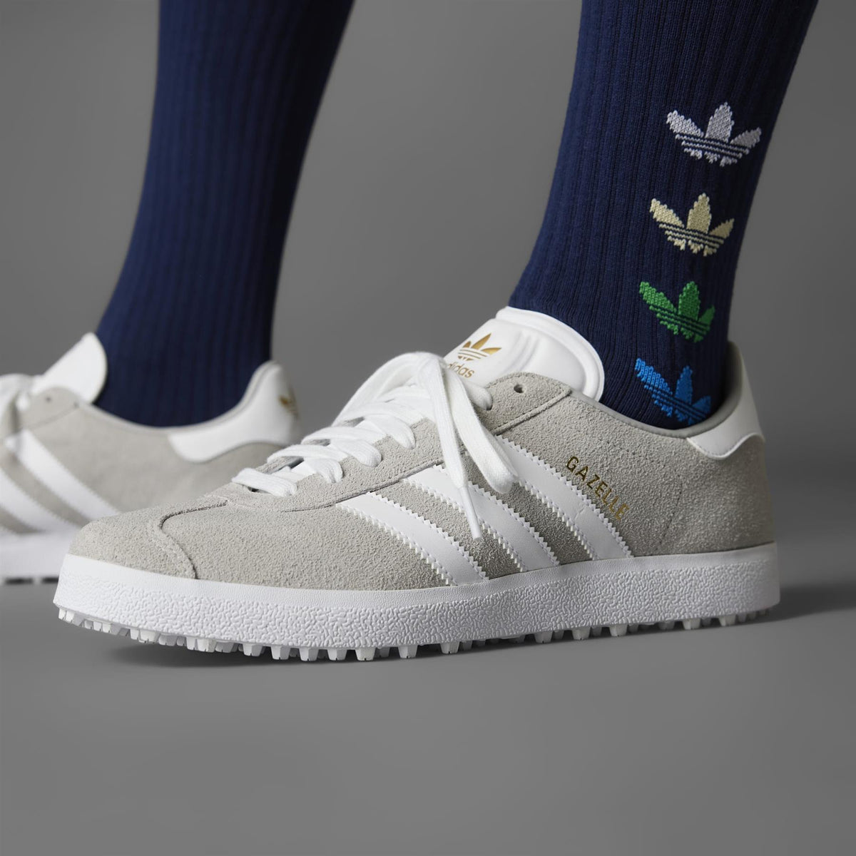 Gazelle Spikeless Golf Shoes Gray/White/Gold