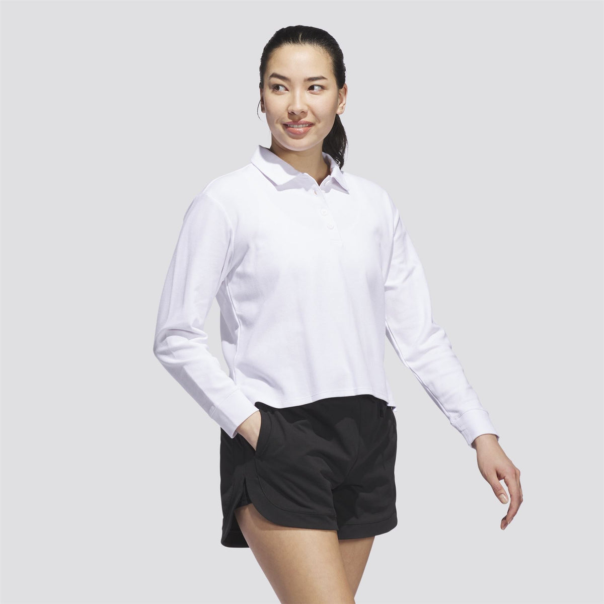 Womens Beyond The Course LS Loose Fit Polo White