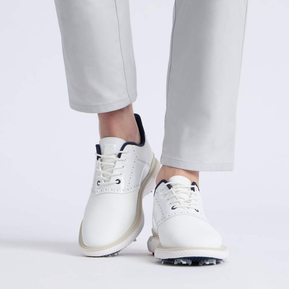 Gallivanter Leather Brogue Golf Shoes Snow/Stone