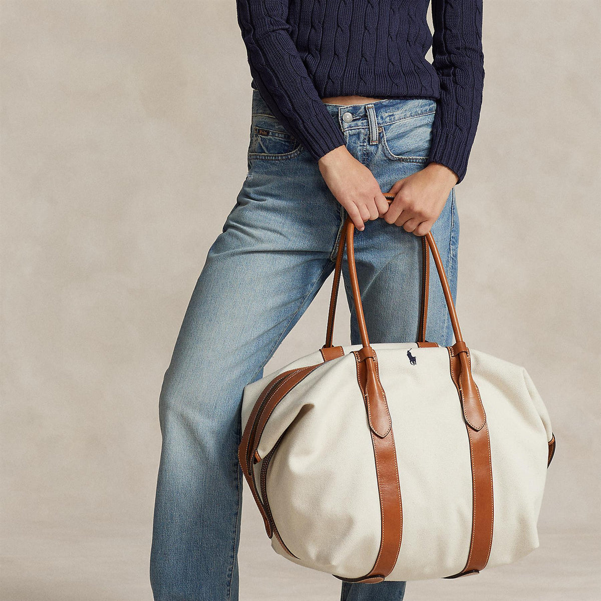 Womens XL Tote Bag Natural/Cuoio