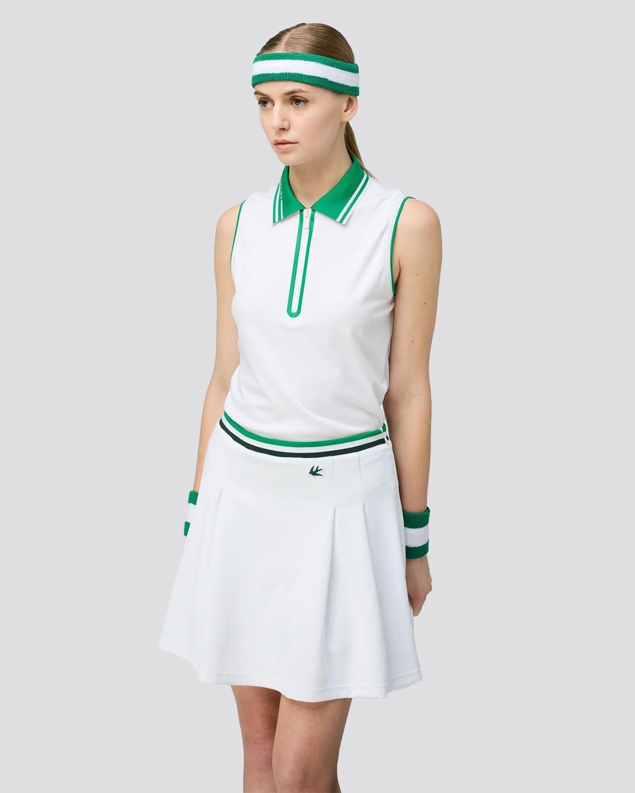 Womens Tech Jersey SL Zip Polo White/Sport Green