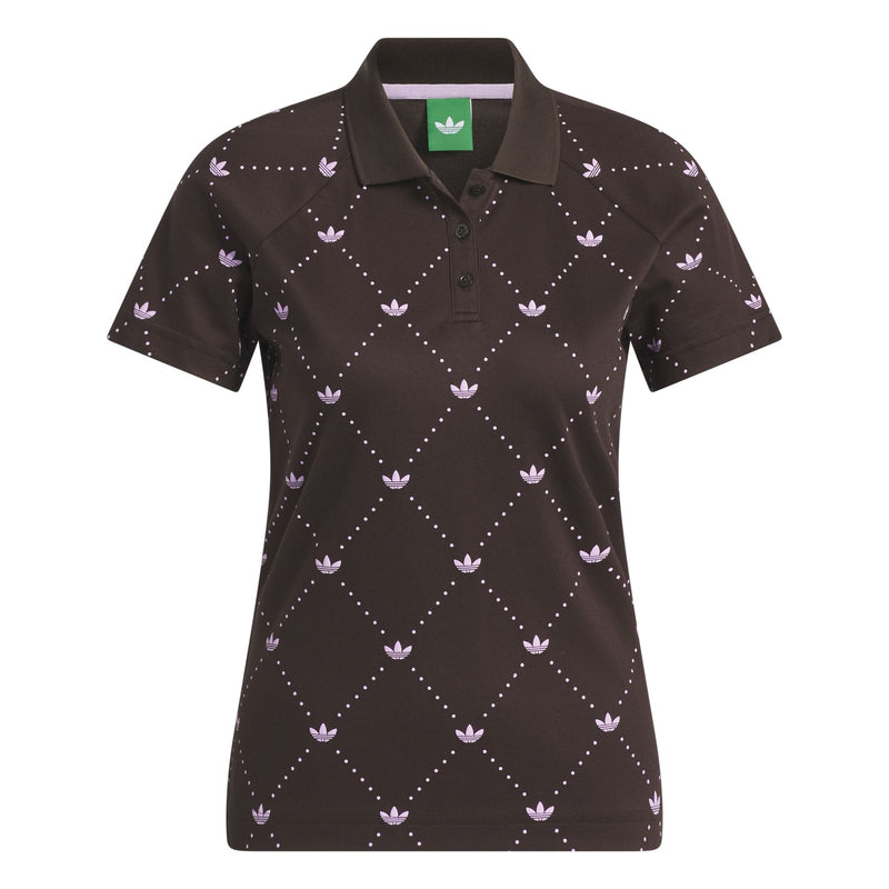 Womens Originals Printed Trefoil Polo Dark Brown/Bliss Lilac