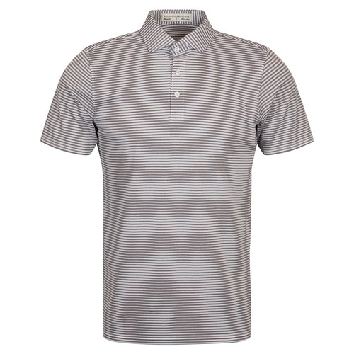 The Maxwell Knit Stripe Polo Grey/White - SS25