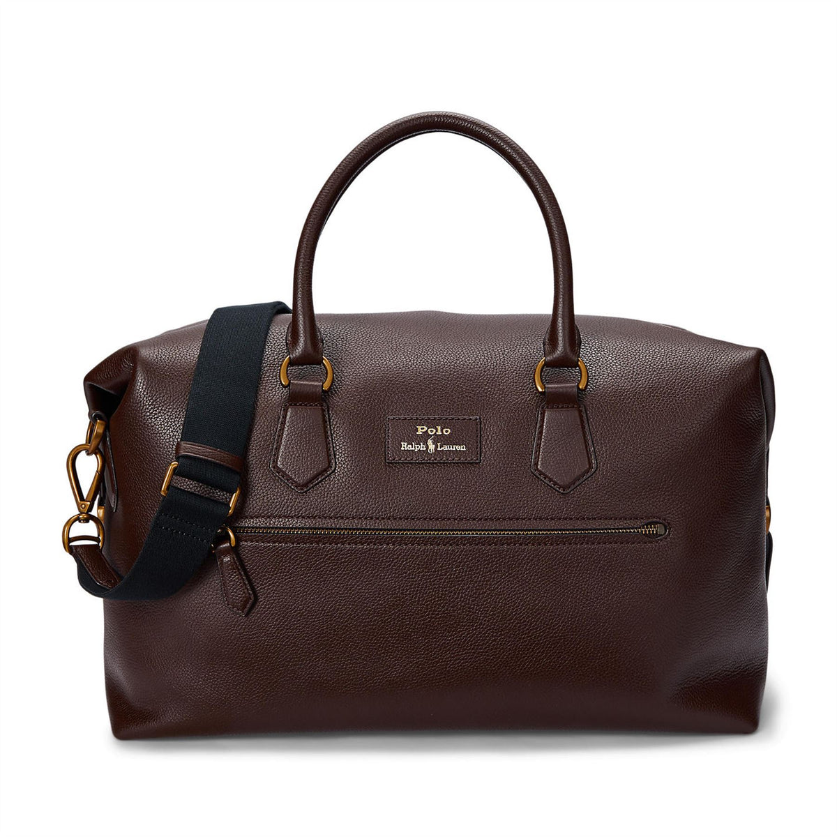 Polo Golf Pebble Leather Duffel Bag Dark Brown