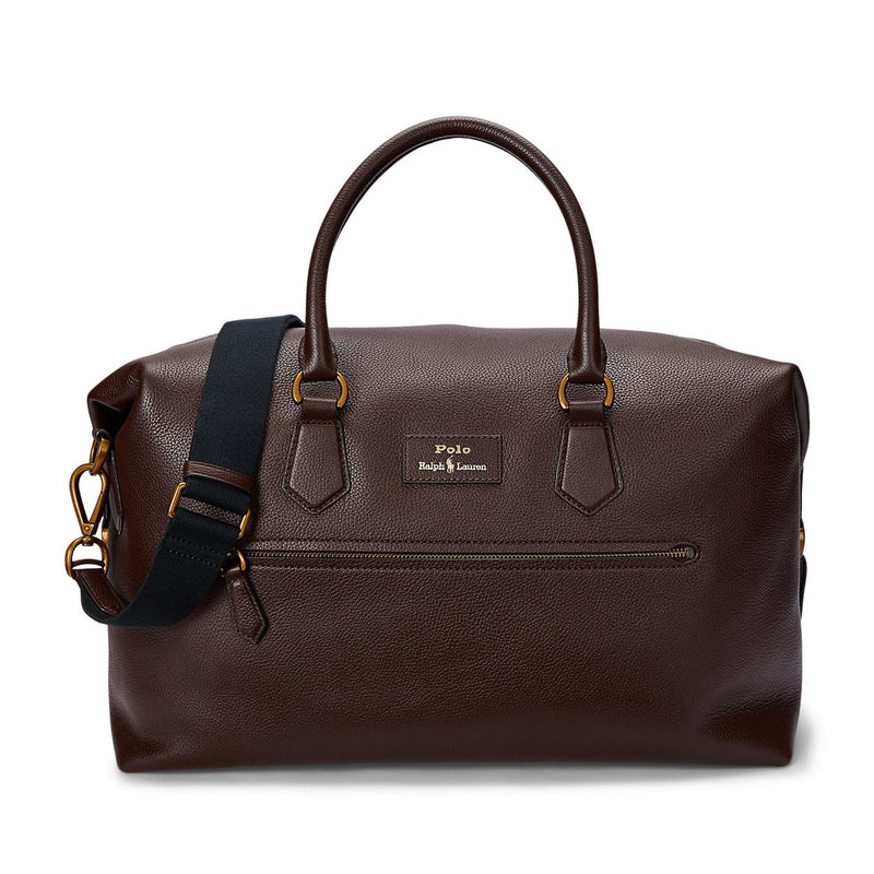 Polo Golf Pebble Leather Duffel Bag Dark Brown