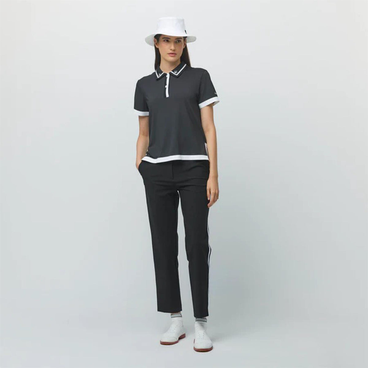 Womens Boxy Polo Navy/White