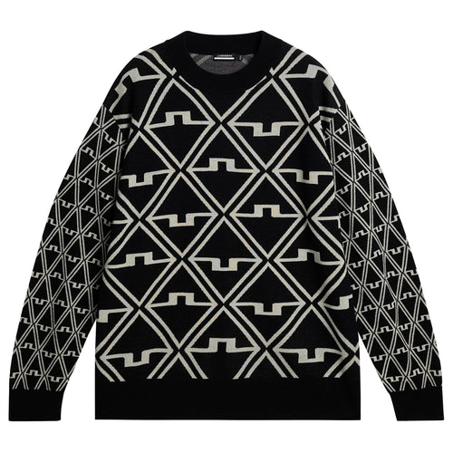 Isaac Jacquard Knitted Sweater Black - AW23
