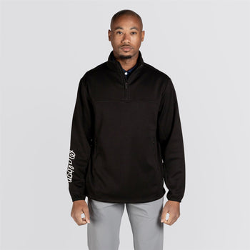 Malbon Evergreen Poly Quarter Zip Black | TRENDYGOLF USA