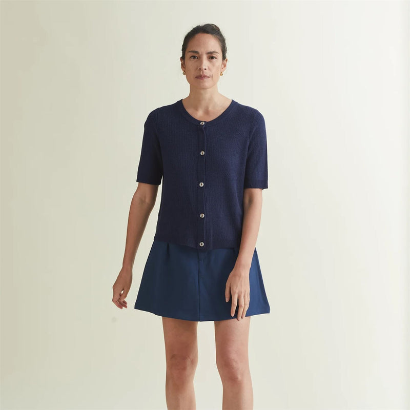 Womens Crochet SS Cardigan Dress Blues