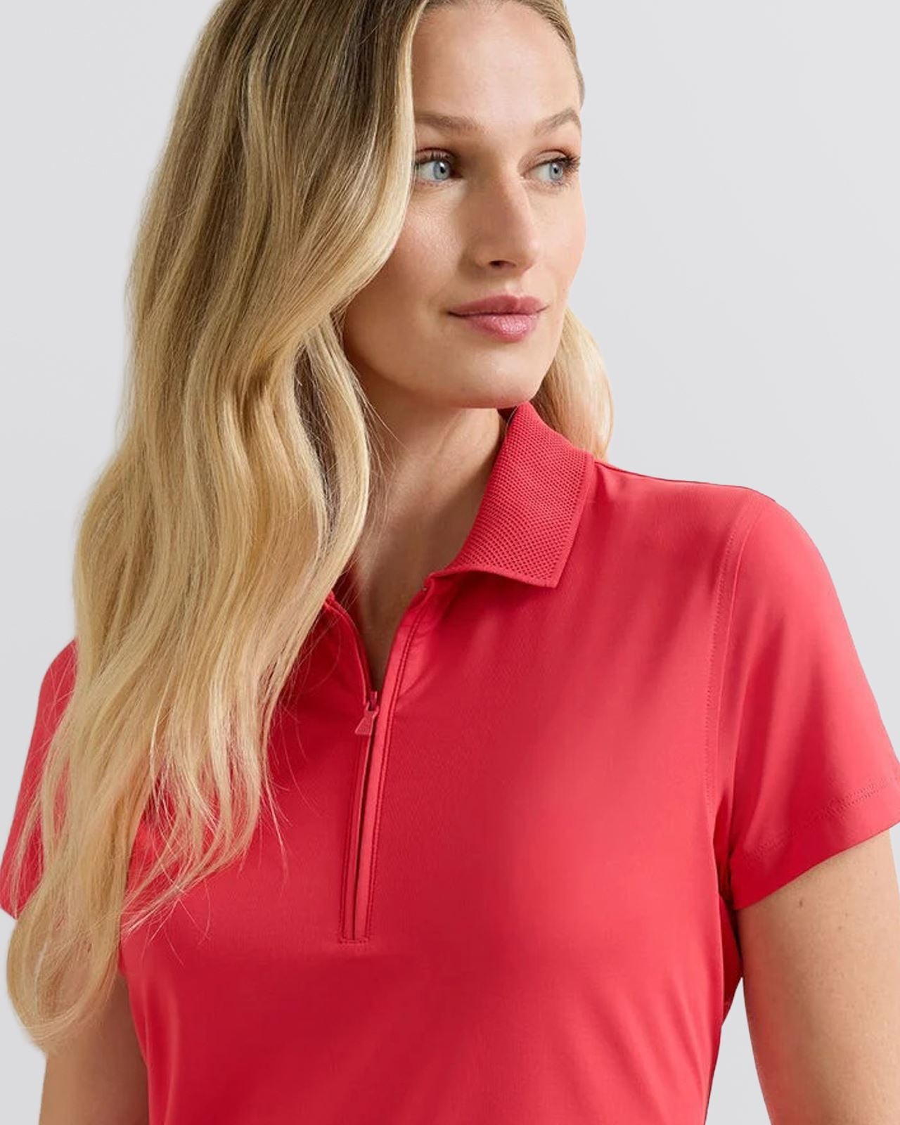 Womens Keswick Zip Neck Polo Calabrian Red