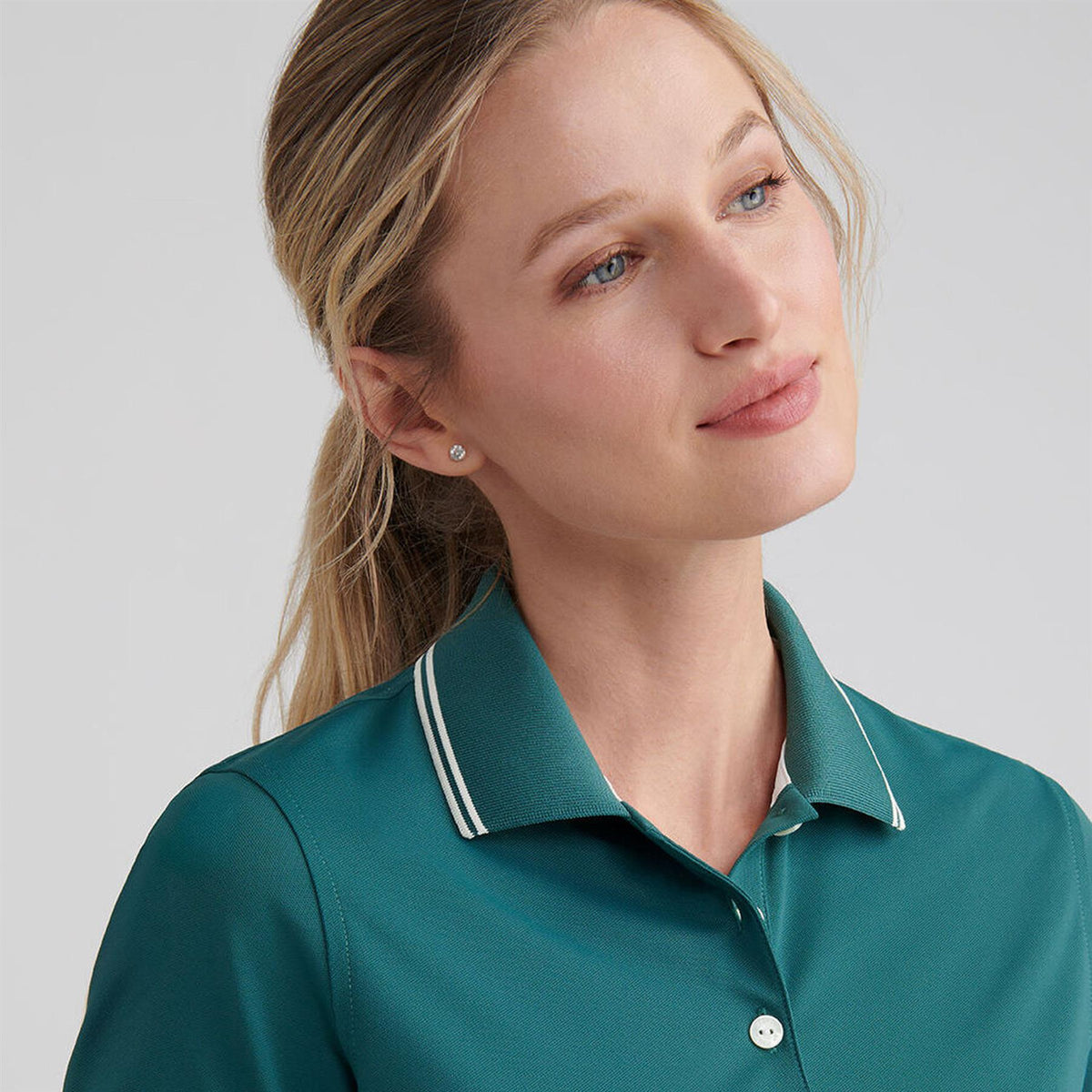 Womens Canterbury Tipped Sport Mesh Polo Deep Jade/Ivory