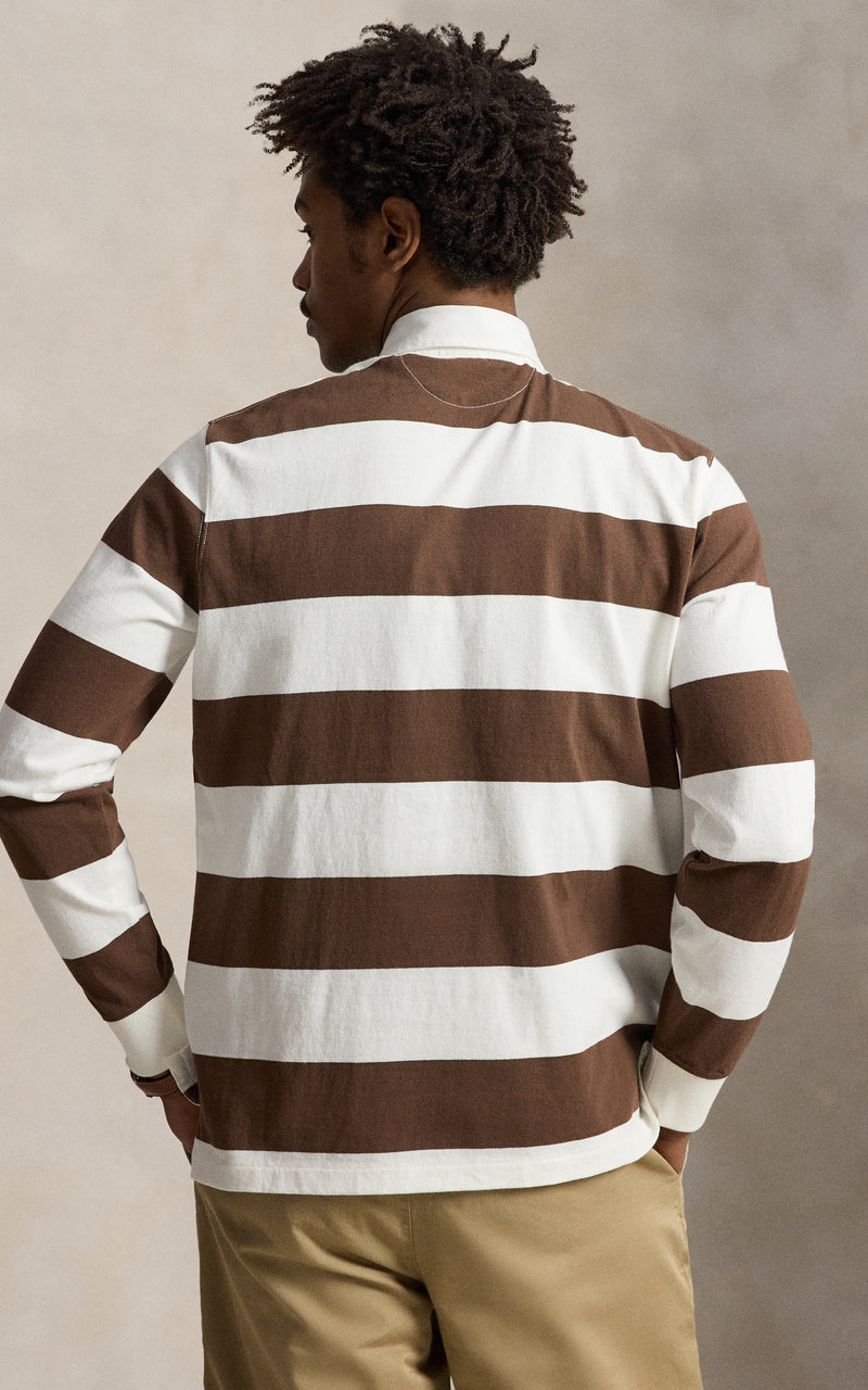 Yarn Dyed Rustic Utility Long Sleeve Knit Shirt Trphy Crm/Choclate Brwn