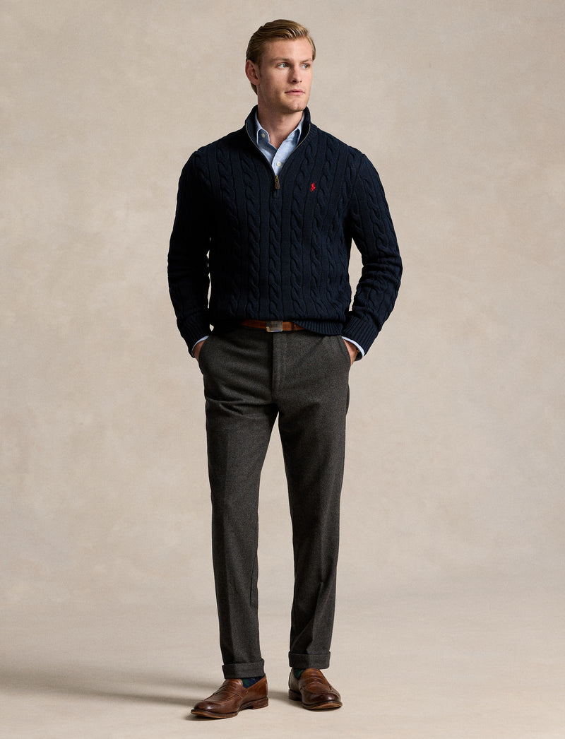 Roving Cotton Long Sleeve Polo Hunter Navy