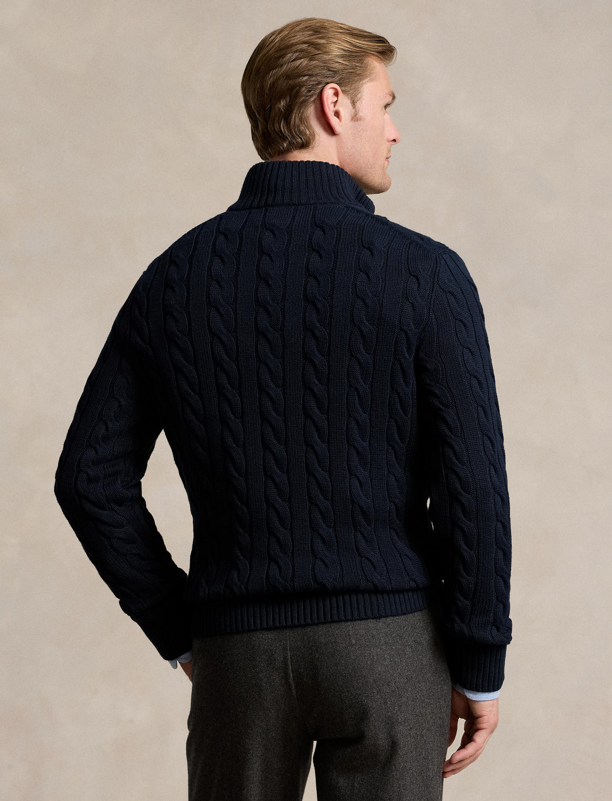 Roving Cotton Long Sleeve Polo Hunter Navy