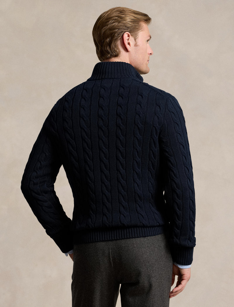 Roving Cotton Long Sleeve Polo Hunter Navy