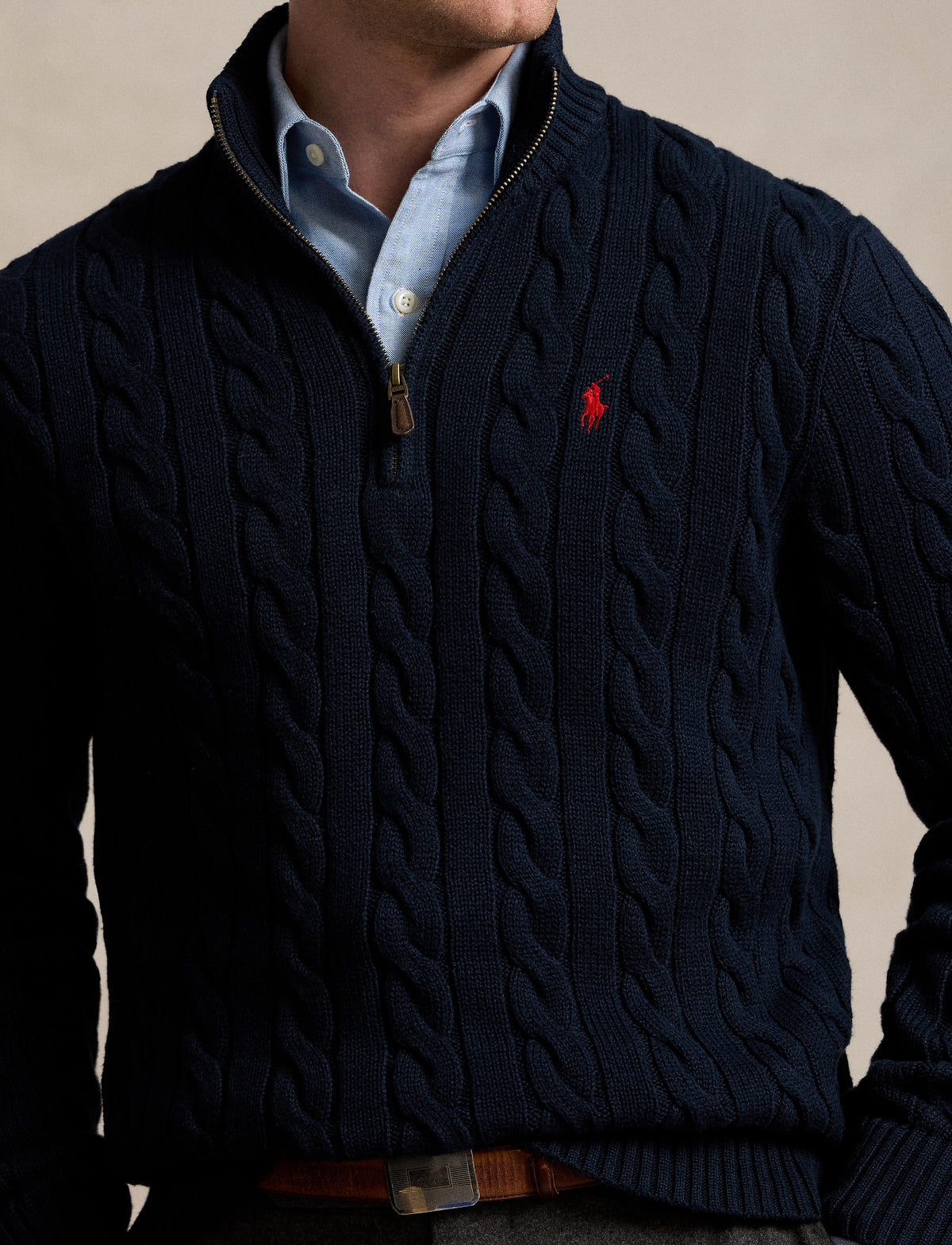 Roving Cotton Long Sleeve Polo Hunter Navy
