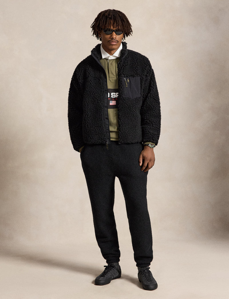 Shaggy High Pile Pullover Polo Black