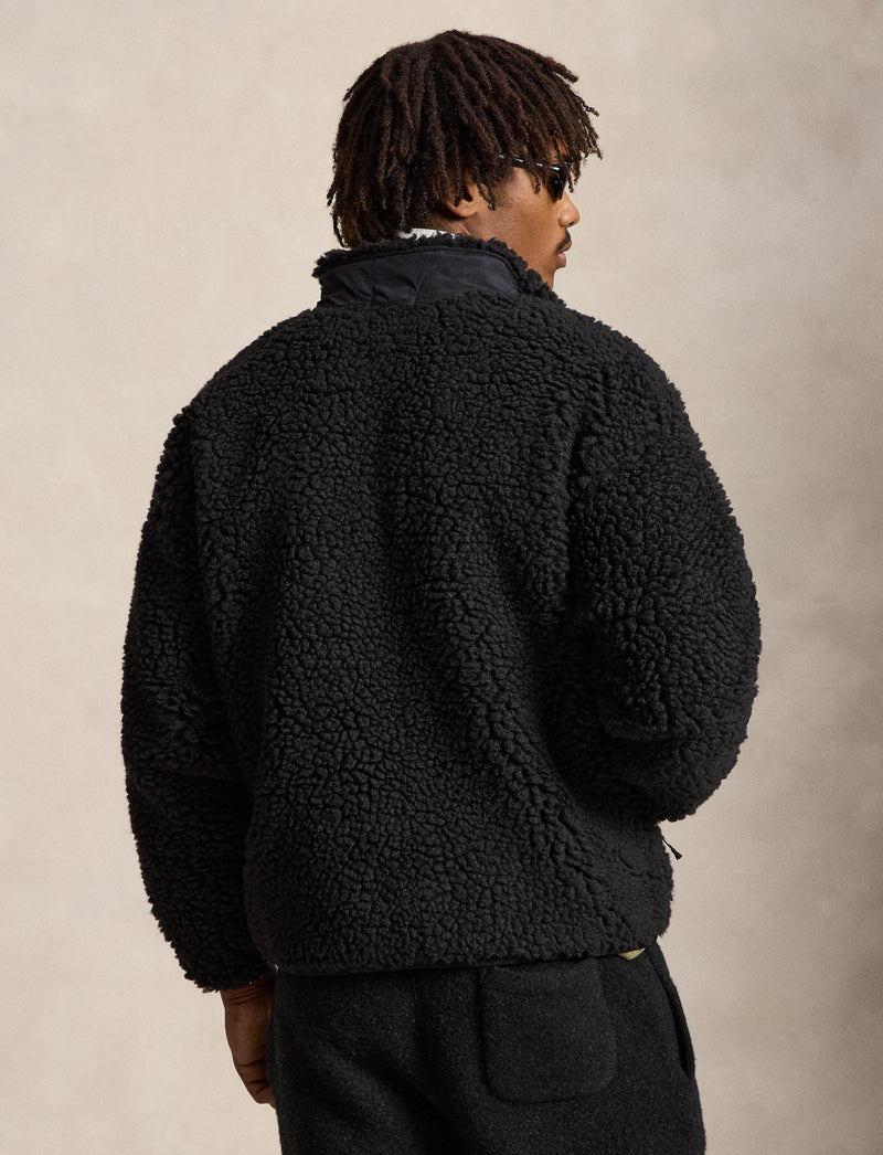 Shaggy High Pile Pullover Polo Black