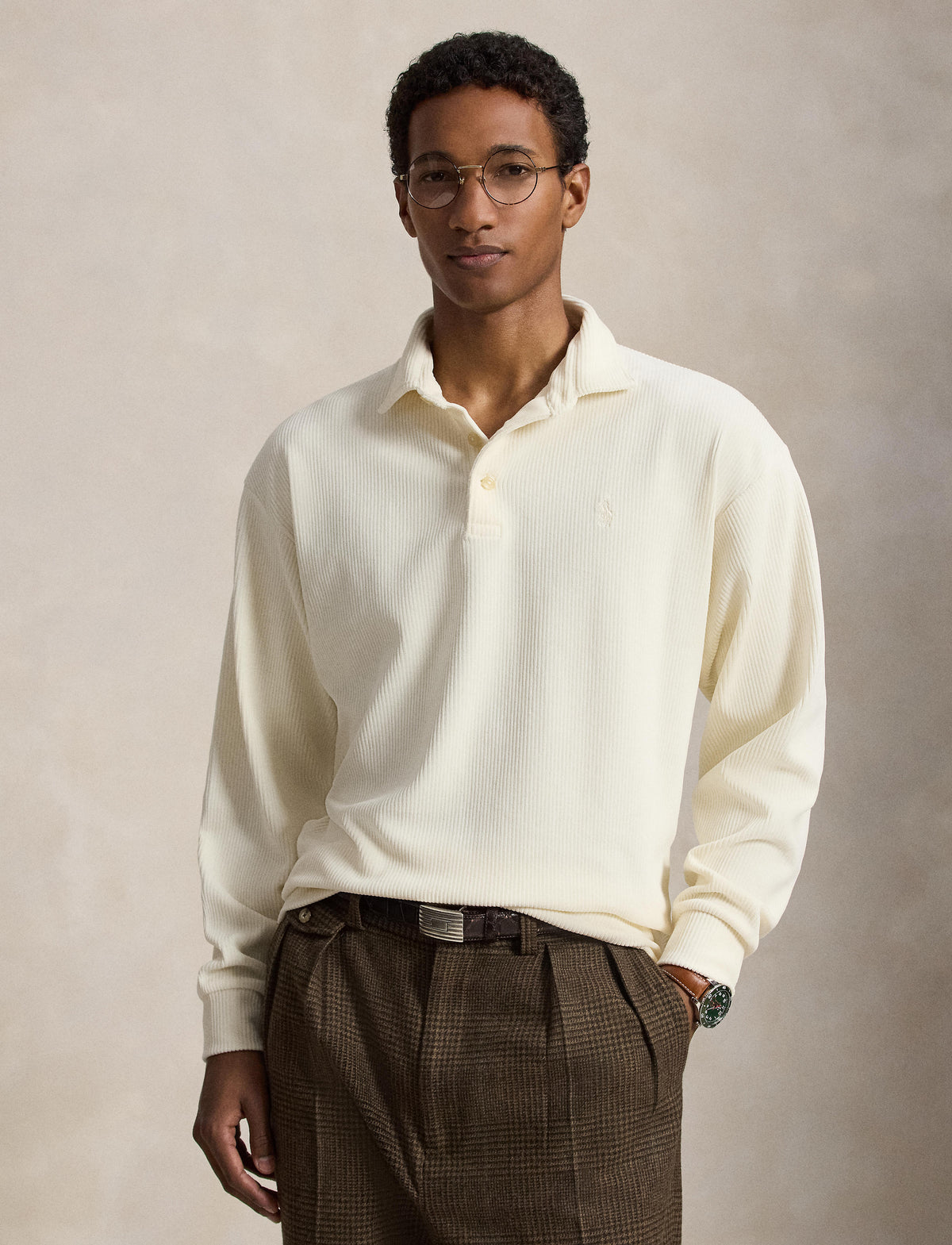 Knit Corduroy Polo Clubhouse Cream