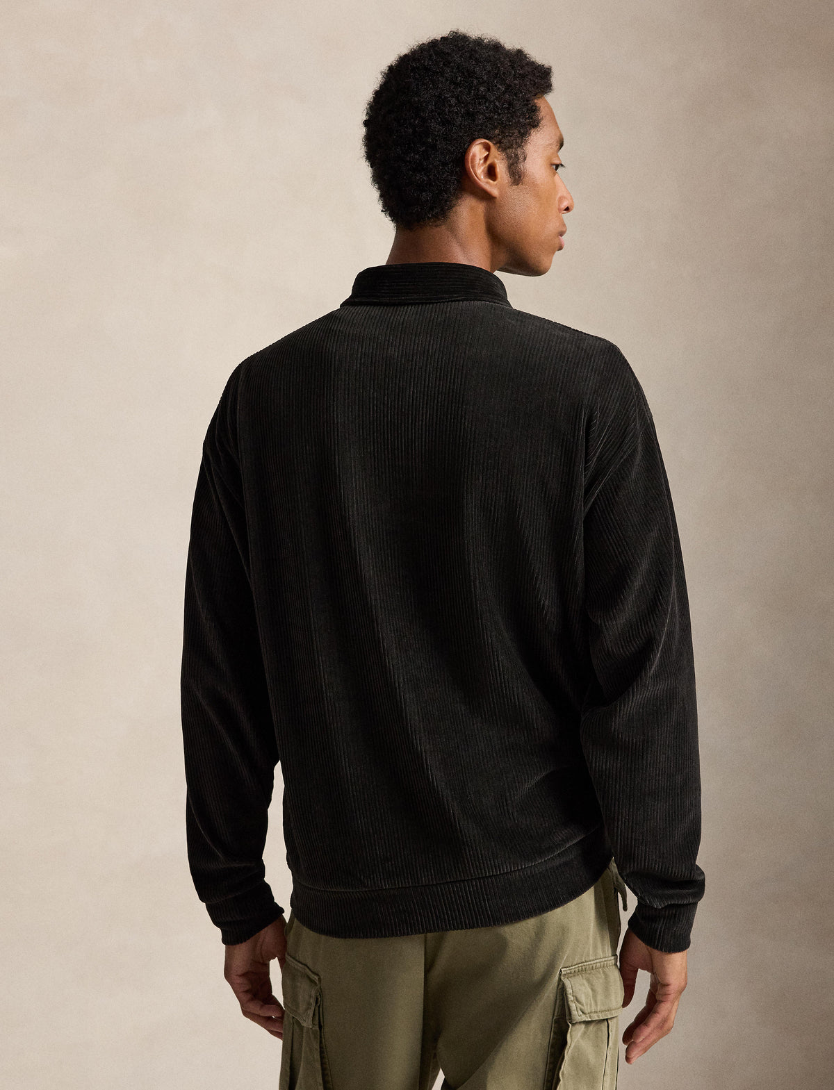 Knit Corduroy Polo Polo Black