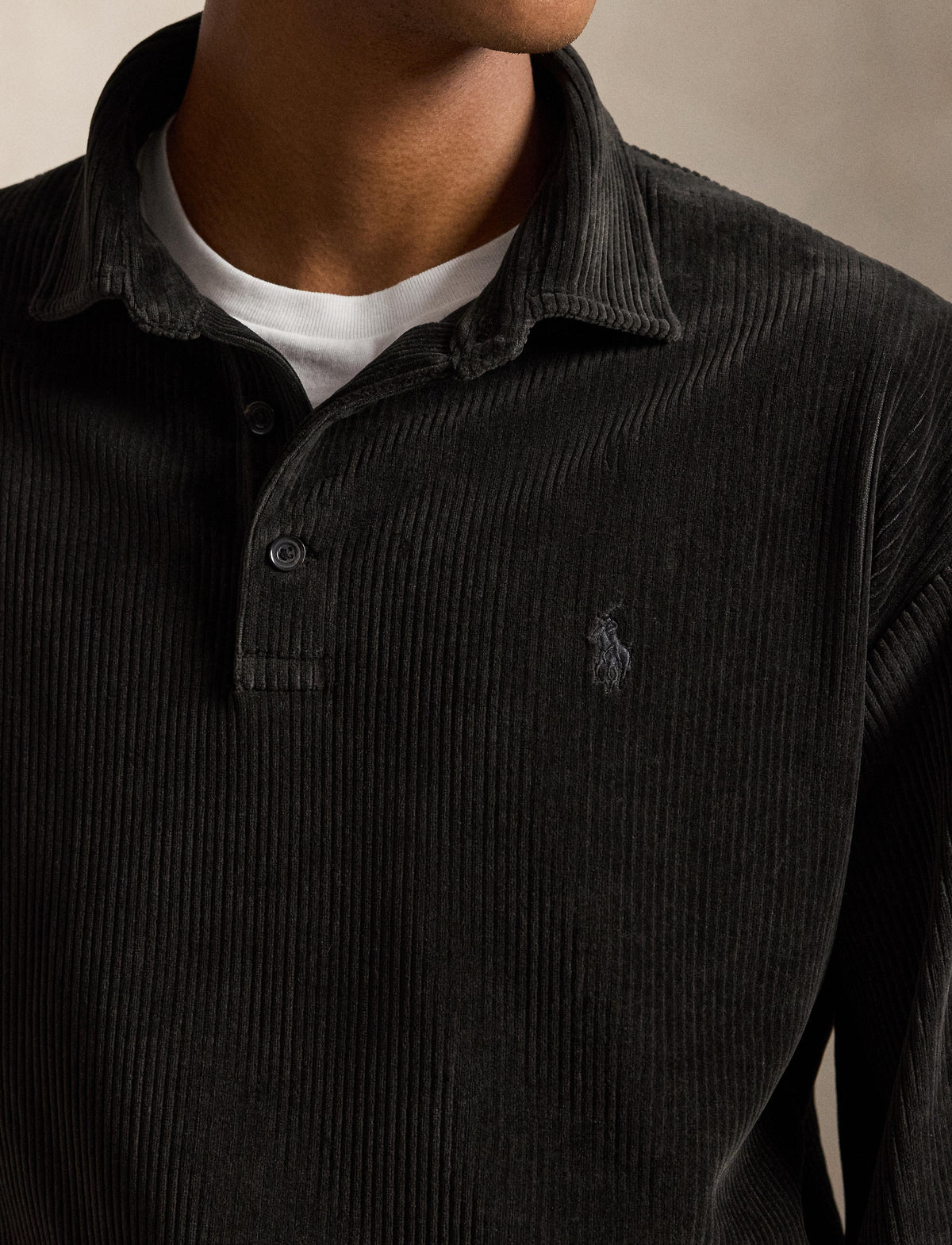 Knit Corduroy Polo Polo Black