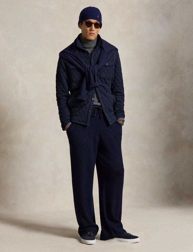 Wool Cotton Sweater Pants Hunter Navy