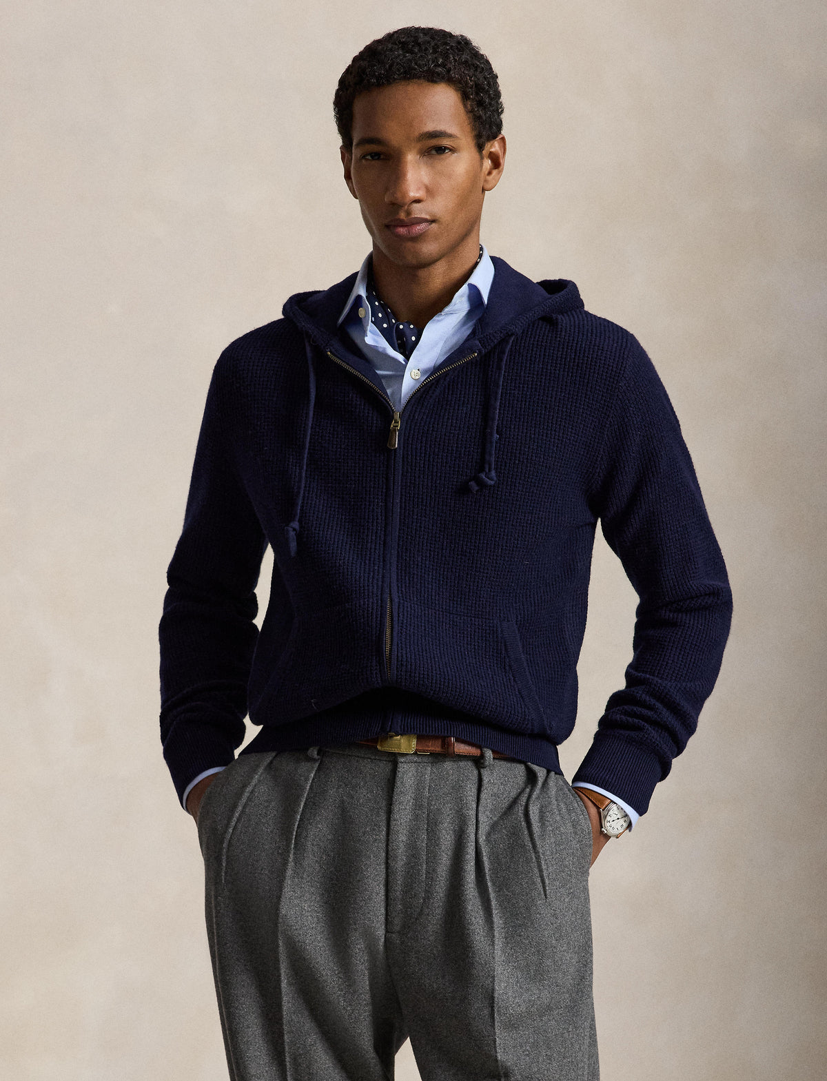 Wool Cotton Sweater Hunter Navy