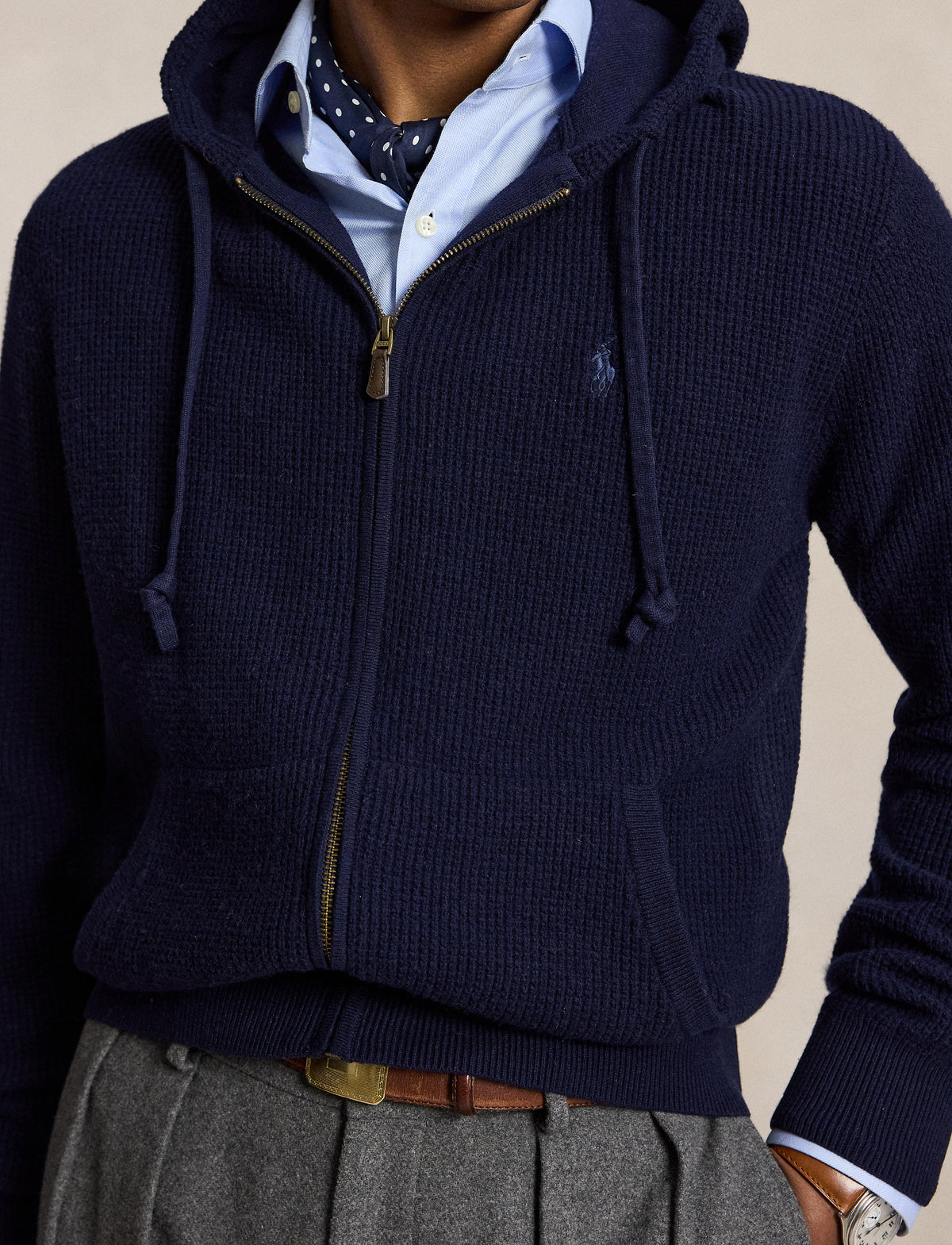 Wool Cotton Sweater Hunter Navy