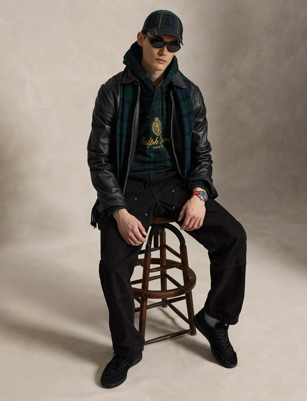 Heritage Suede Look Fleece Sweatshirt Blackwatch Plaid