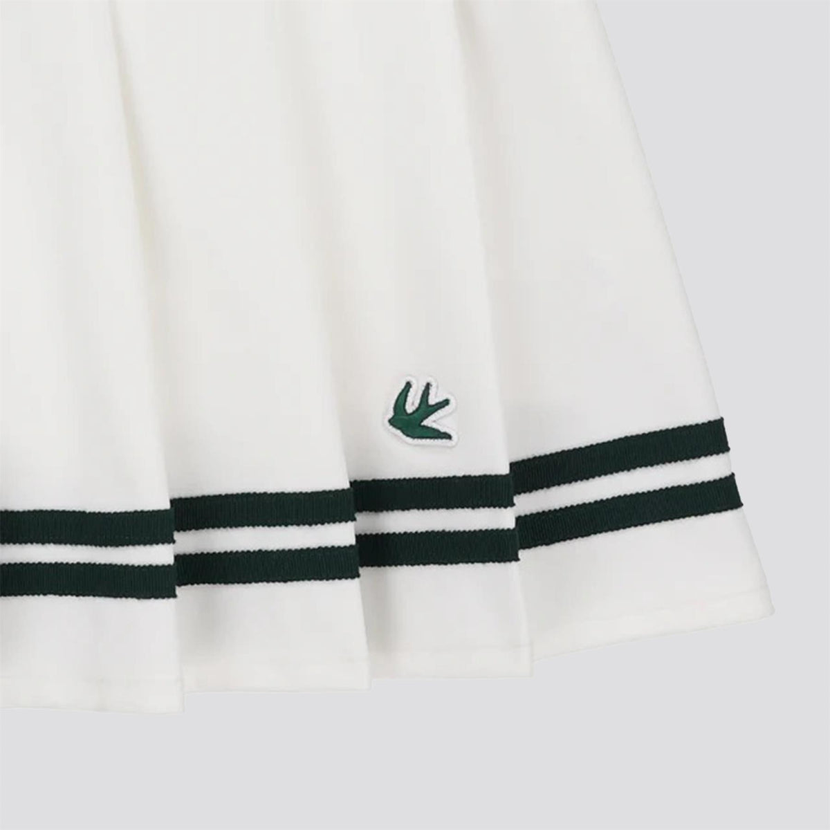 Womens Ribbon Pleated Skirt White/Pine Green