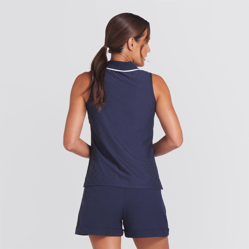 x AP Womens Jacquard SL Polo Deep Navy